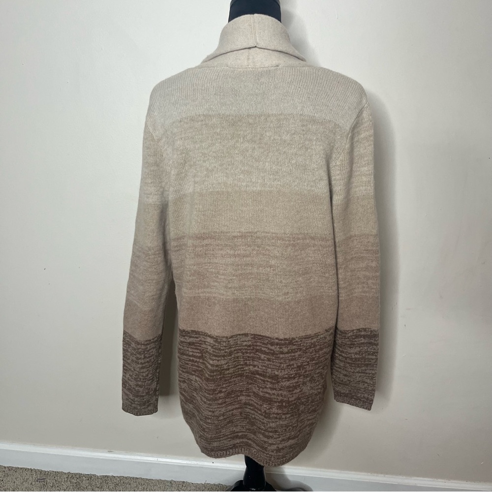 BCBG MaxAzria Women’s Ginata Tan Ombré Open Wool Cashmere Knit Cardigan‎ Sz L - Picture 5 of 8